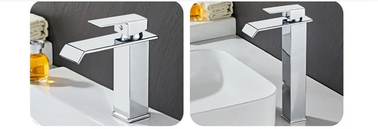Waterfall Basin Faucet Gold and Black Sink Waterfall Mixers Bathroom Faucet Deck Mounted Washbasin Taps