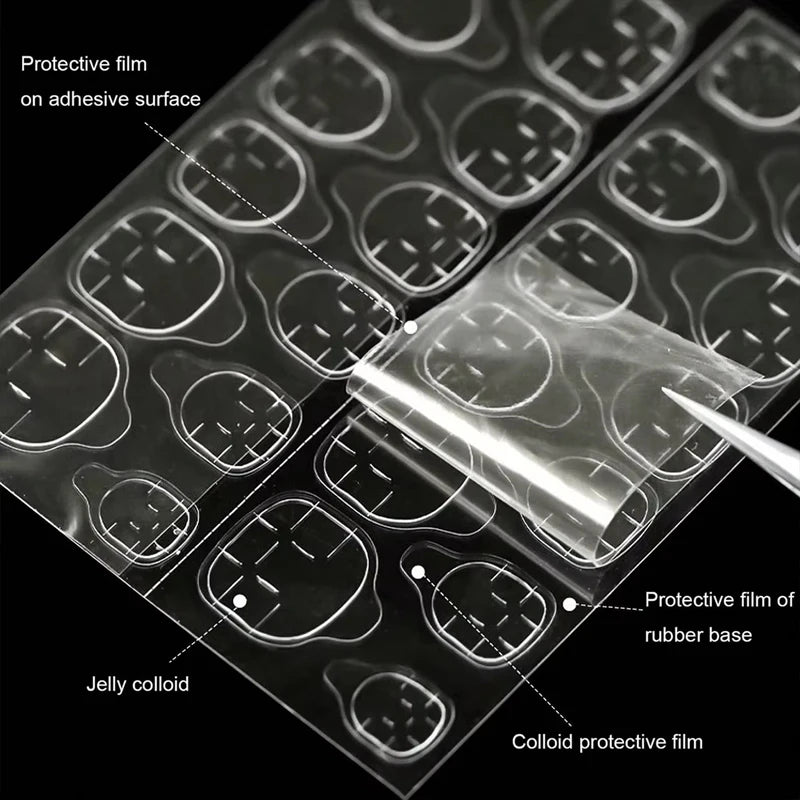 25 Sheets/600Pcs Double Side Glue Nail Sticker Adhesive Tabs Waterproof Breathable Fake Nail Glue Stickers Jelly False Nails Tips