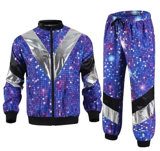 Men's 80s Tracksuit Vintage Hip Hop Windbreaker 80s Disco Tracksuit 90s Shell Suit outfits