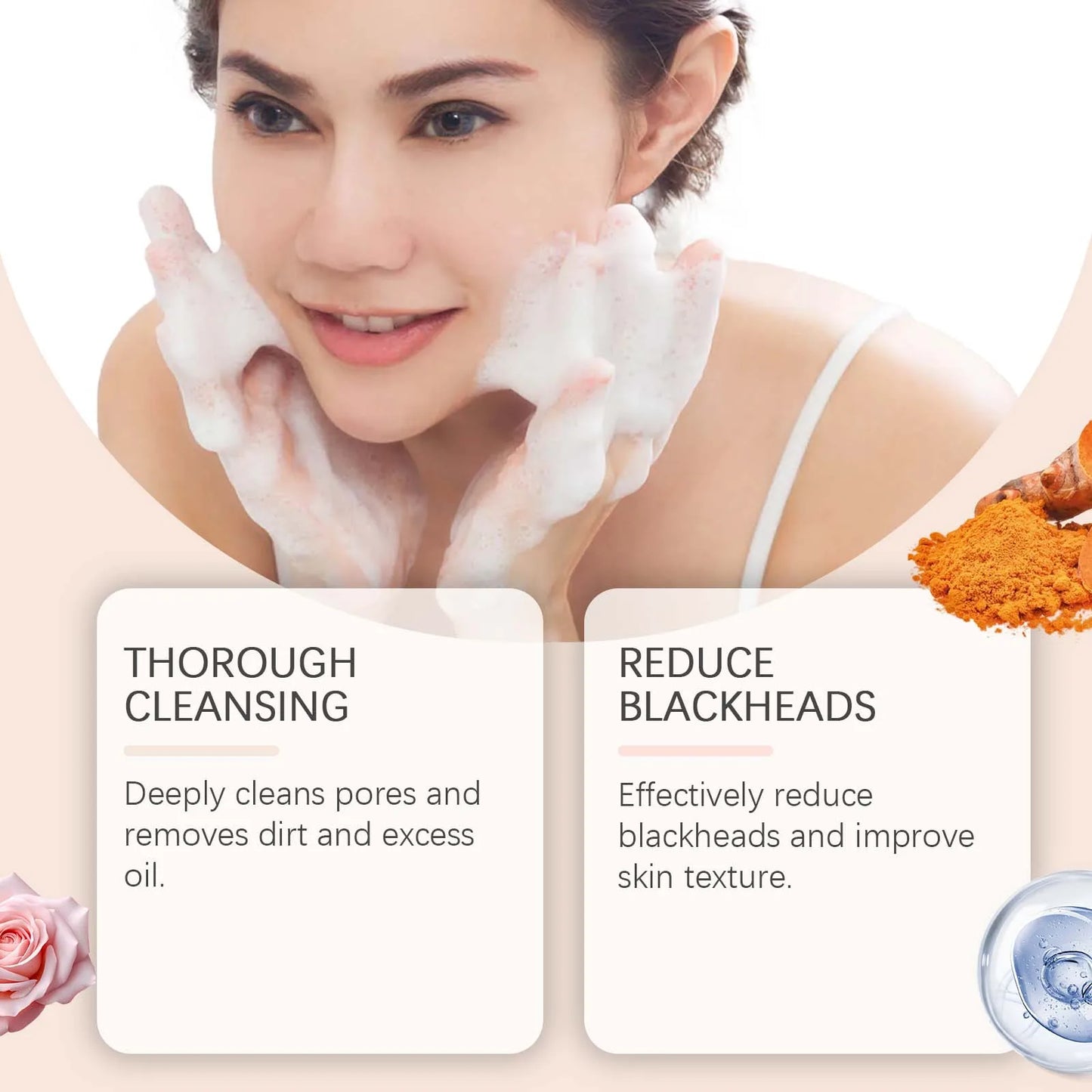 Turmeric Deep Cleansing Cleanser Exfoliate Reduce Facial Dirt Gentle Oil Control Nourish Skin Massage Moisturizing Face Cleanser