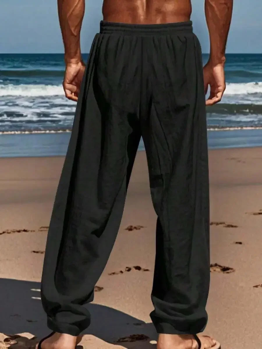 Men's Linen Wide Leg Casual Pants Are Loose Fitting, Breathable And Comfortable, Suitable For All Seasons And Versatile
