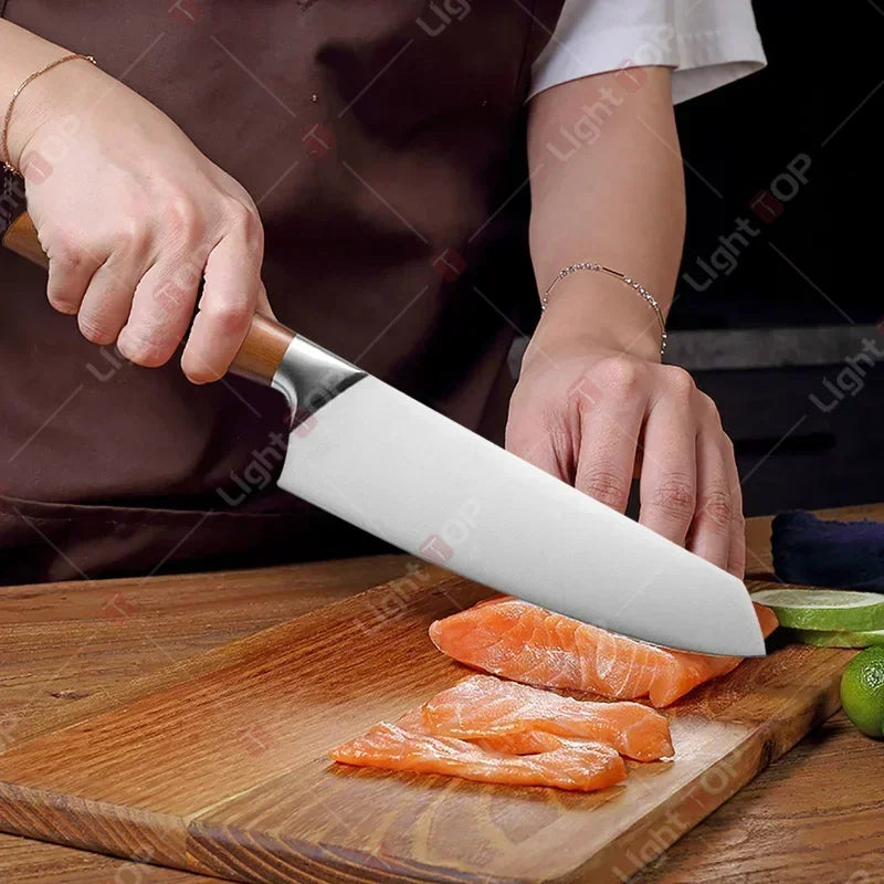 Japanese Chef Knife Professional Kitchen Knives Set Meat Cleaver Fish Fillet Slicing Santoku Knife Cooking Butcher Knife