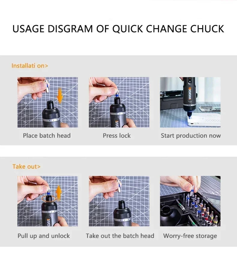 Worx 4V Electrical Screwdrivers Set WX242 Portable Smart Cordless Power Screw Driver Mini Electric Drill Home Repair Power Tool