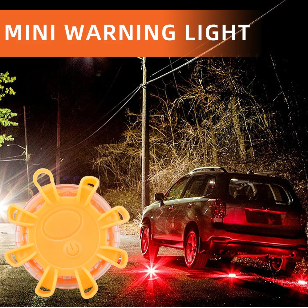 8Led Flares Emergency Lights Roadside Safety Beacon Disc Flashing Warning Flare Kit With Magnetic Roadside Warning Flasher
