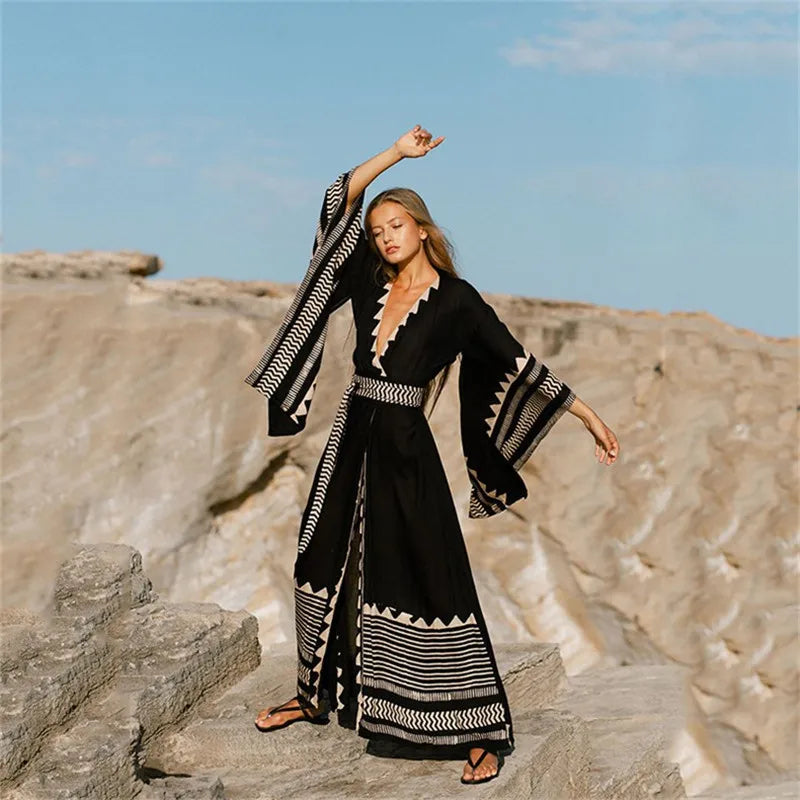 Beach Summer Maxi Dresses Outfits for Women Swimsuit Cover Up Boho Clothing Bohemian Clothes Vestidos De Verano Mujer