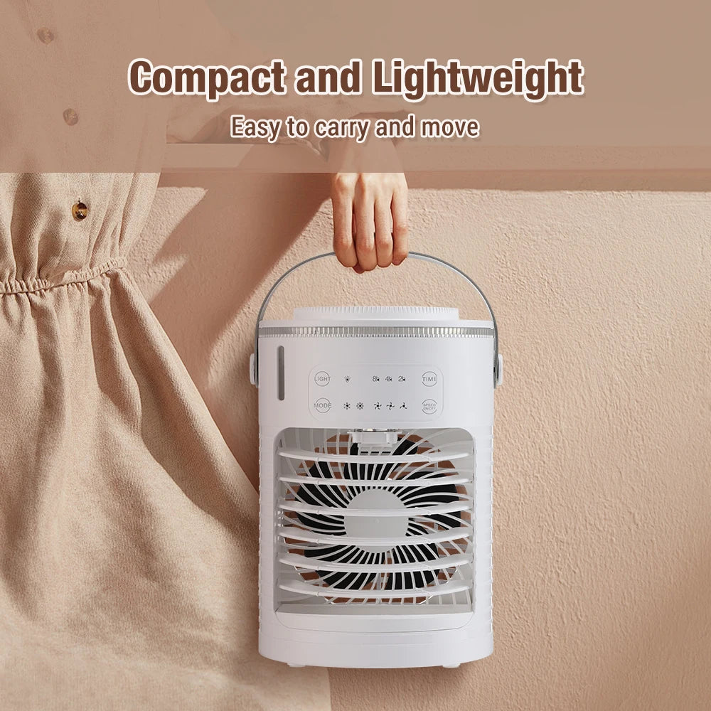 Air Conditioner Cooling Spray Fan Air Conditioner with Water Ice Evaporative Humidifier Quiet Air Cooler with Colorful Light
