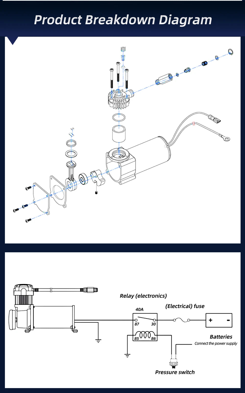Small Air Compressor 12V/24V Solenoid Valve,Robots,Pneumatic Lift,Modified air suspension,super factory H250