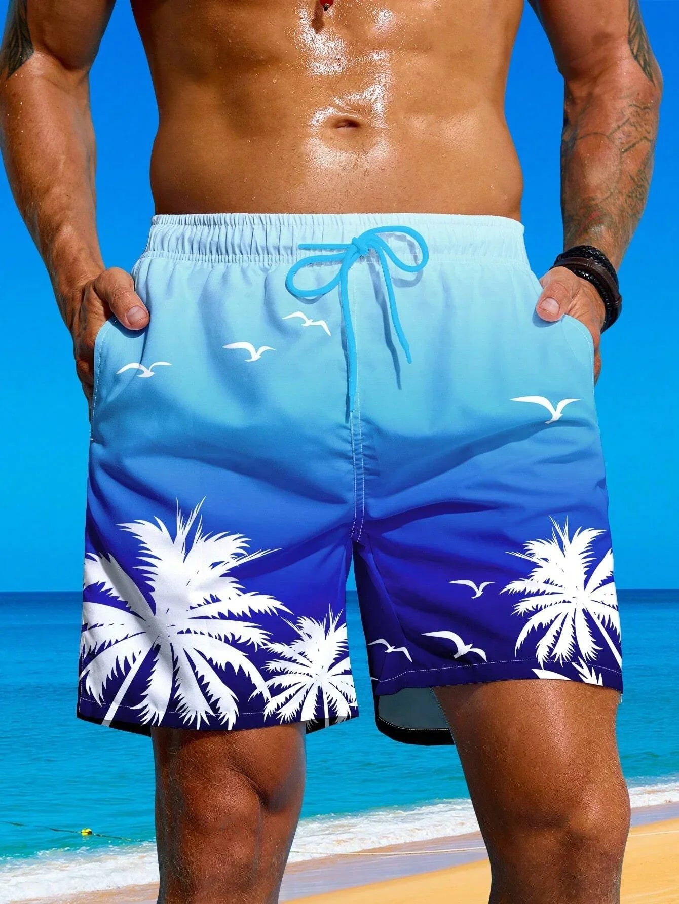 2024 Summer Hawaiian Beach Shorts Holiday Casual Colorful Plaid Print Sportswear Quick Drying Trunks Ice Shorts Hawaii Swimsuit