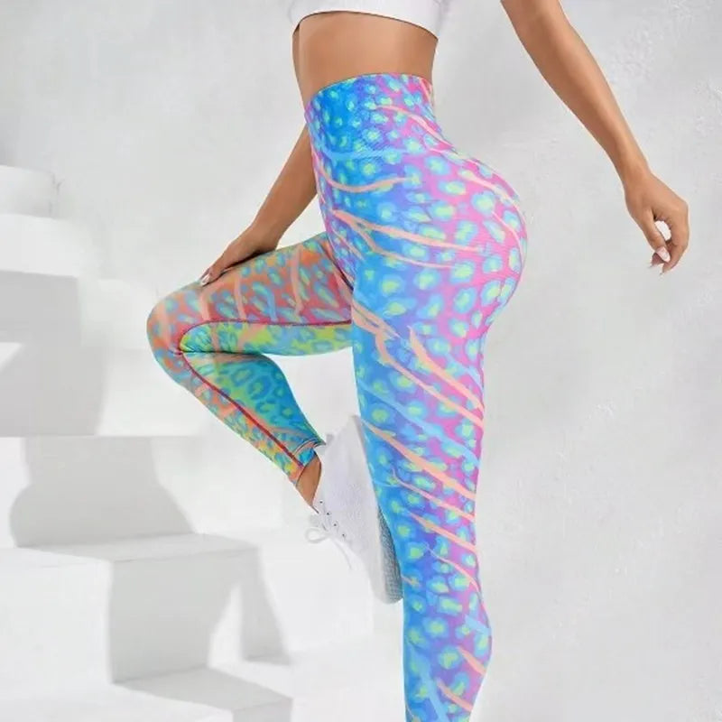 New 3D Print Tie Dye Sports Pants Women Seamless  Leggings High Waist Fitness Push Up Leggings Gym Clothing Workout Tights