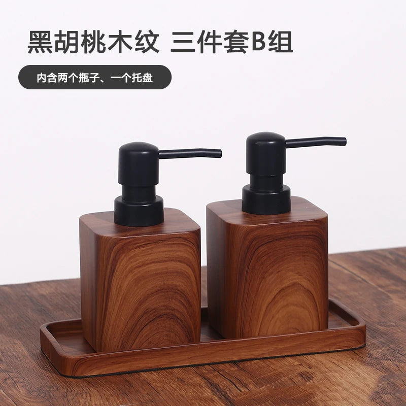 Walnut Grain Press Hotel Hand Sanitizer Bottle Shower Gel Shampoo Lotion Bottle Home Press Soap Dispenser Bathroom Accessories