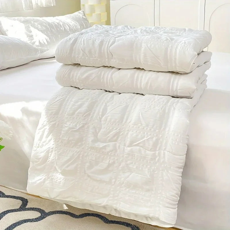 Modern Bedroom Bedding Kit Lightweight Seersucker Quilt Set Soft Breathable Comfortable Bed Linen For Year Round Daily Use