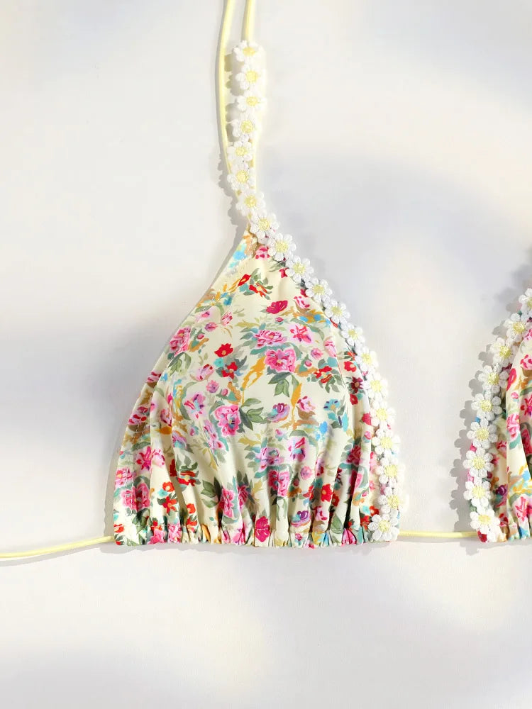 Sexy Triangle Mini Bikini Sets Micro Thongs Swimsuit Women Bathing Suit Biquini Bandage Beachwear Print Swimwear Thong Bikini