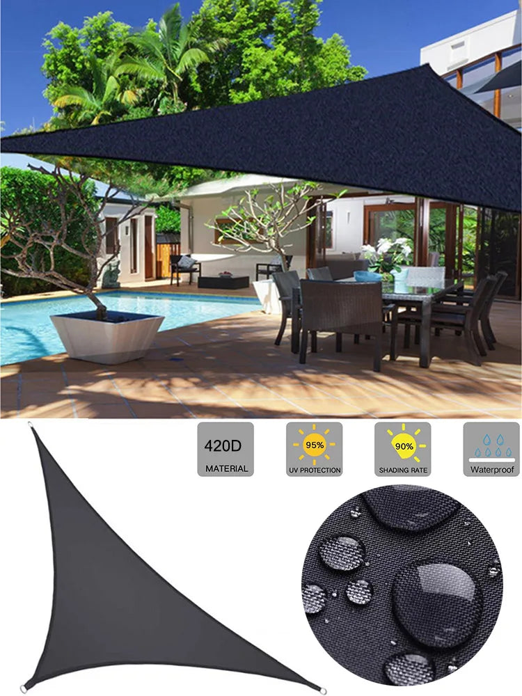 5x5x5/2x2x2M Waterproof Sun Shelter Triangle Sunshade Protection Outdoor Canopy Garden Patio Pool Shade Sail Awning Shade Cloth