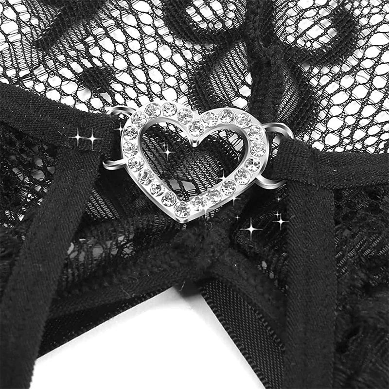 Lenceria Mujer Sexi One Pieces Open Bra Underwear For Sex Women Blue Deep V Crotchless Lingerie Sets Lace Transparent Bodysuits