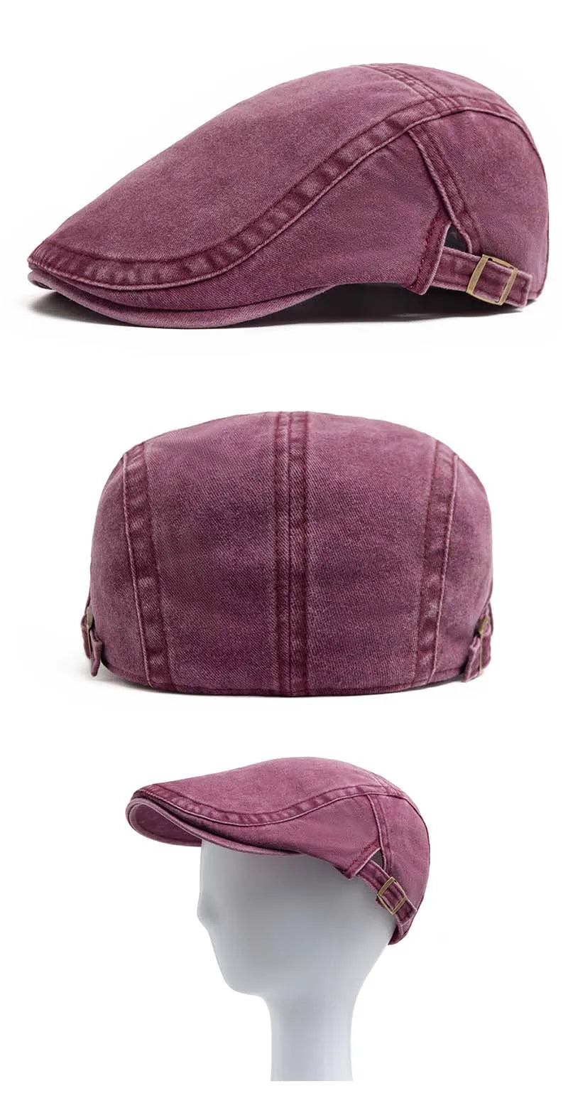 Hot sale Vintage Painter Beret Unisex Fashion Flat Visor Cap Casual Autumn Retro Cotton Solid Newsboy Hat Summer Adjustable