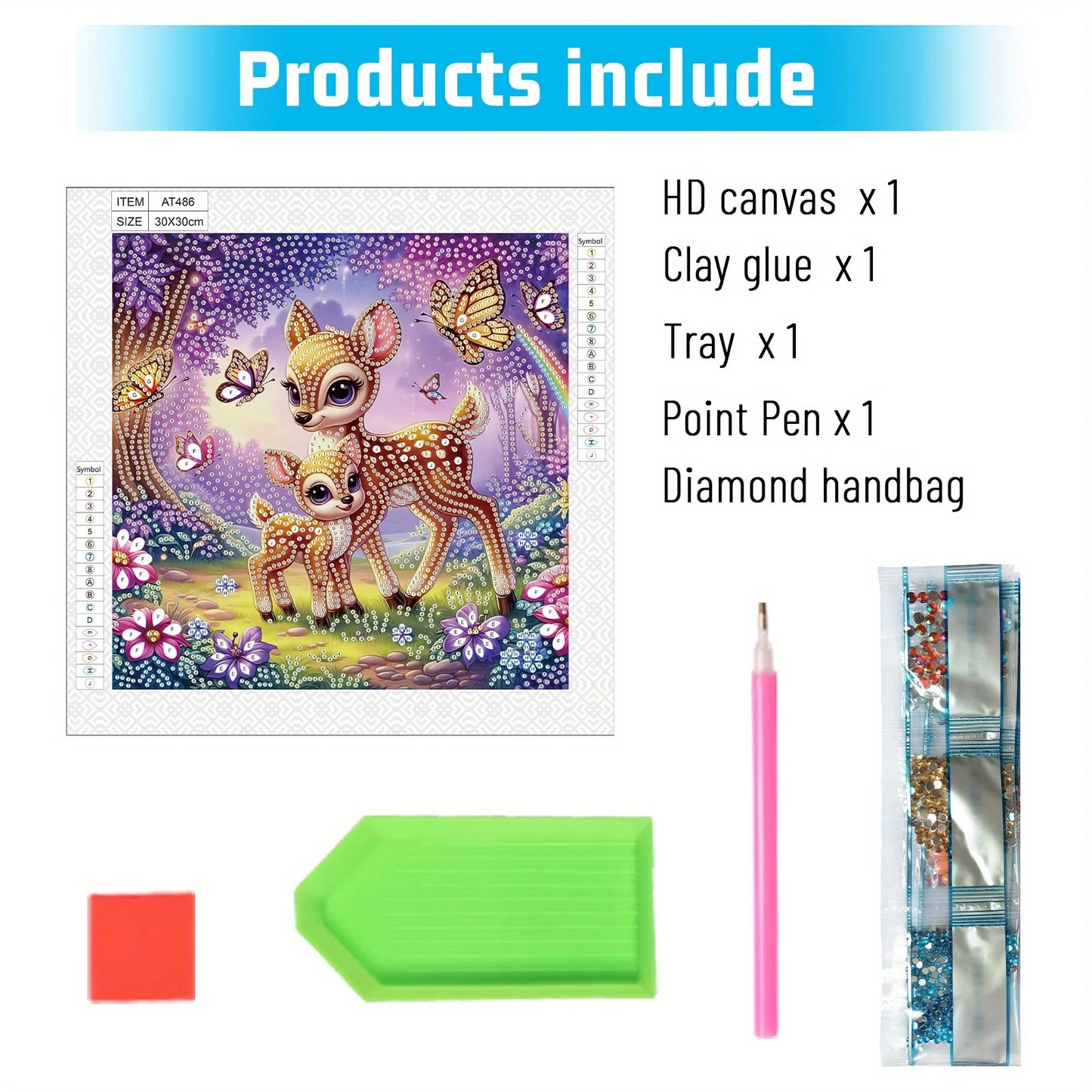 DIY Deer and flowers 5D Special Shape Diamond Art Kits for Beginners,Diamond Art Painting Kits for Home Wall Decoration Gift