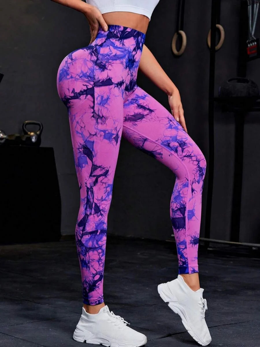 New 3D Print Tie Dye Sports Pants Women Seamless  Leggings High Waist Fitness Push Up Leggings Gym Clothing Workout Tights