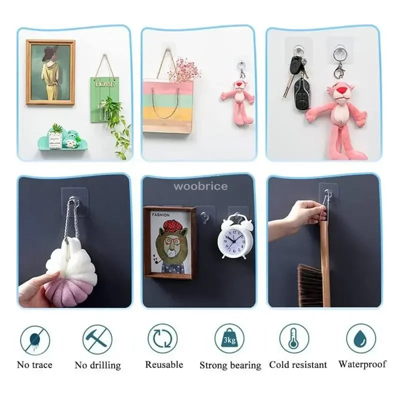 Strong Adhesive Wall Hook Without Piercing Picture Hanger Self-adhesive Wall Hangers Without Holes for Frame Poster Photo Clock