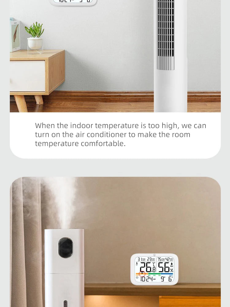 Smart Digital Thermometer and Hygrometer with Backlight Calendar and Time Display High-precision Thermo-Hygrometer for Home