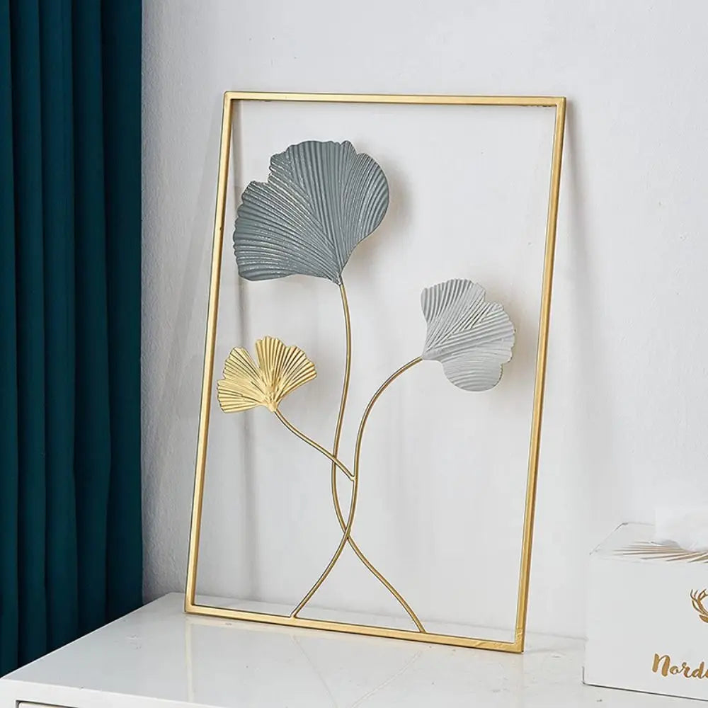 Decoration Wall Hanging Decor Cabinet Living Room Leaves Sculpture Desktop Ornaments Ginkgo Leaf Ornaments Iron Arts Crafts