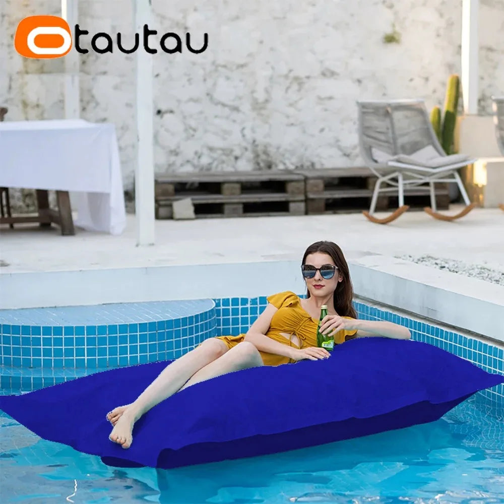 OTAUTAU Retangular Swimming Pool Floating Bean Bag Pouf Cover No Filler Waterproof Beach Pillow Sac Sofa Bed Chaise Lounge DD034