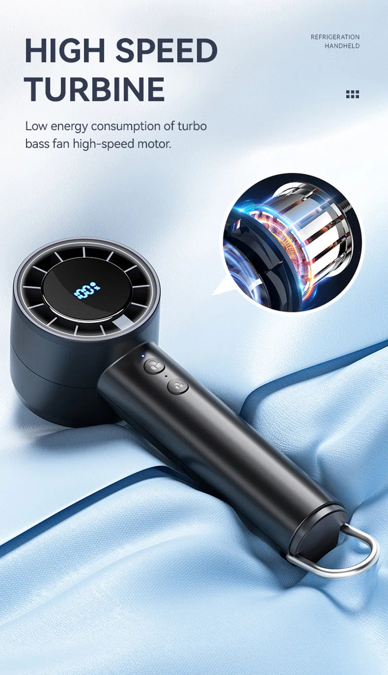 Small Fan Refrigeration Air Conditioner Portable Silent High-speed Led Display High Wind Power USB Charging Fan Handheld