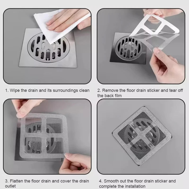 Disposable Shower Drain Hair Catcher Mesh Shower Drain Covers Floor Sink Strainer Filter Hair Stopper For Bathroom Kitchen