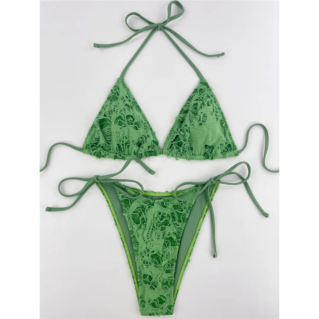 2026 Sexy Halter High Leg Cut Strappy Bikini Female Swimsuit Women Swimwear Two-pieces Bikini set Bather Bathing Suit Swim V4501