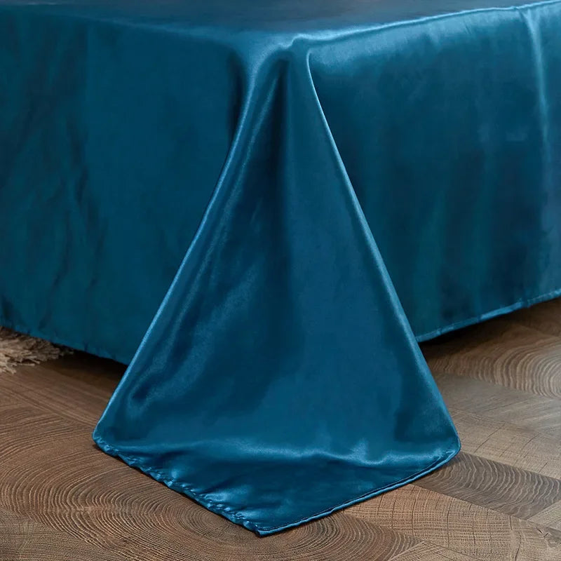 Solid Color Silk-like Bedding European and American Bed Sheet Quilt Cover Pillowcase