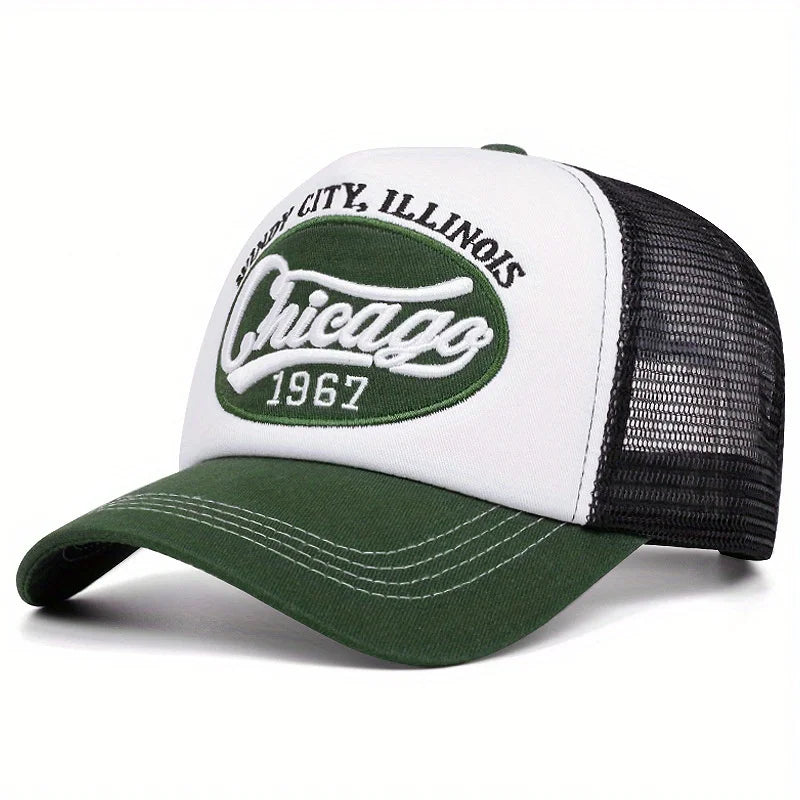1967 letter embroidered baseball cap breathable mesh truck driver cap