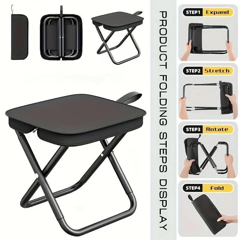 Portable Folding Camping Stool Lightweight Compact Foldable Handbag Seat for Outdoor Fishing Picnic Hiking Beach Travel