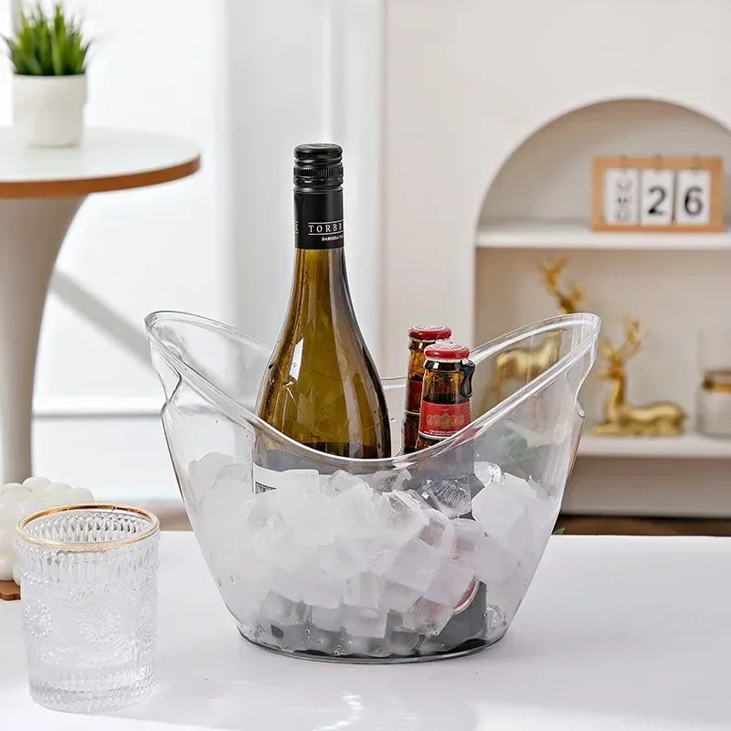 New 4L/8L Clear Plastic Ice Cube Storage Bucket or Champagne Bottles Ice Cooler Bar Decor for Home Kitchen Bar Cafe Use