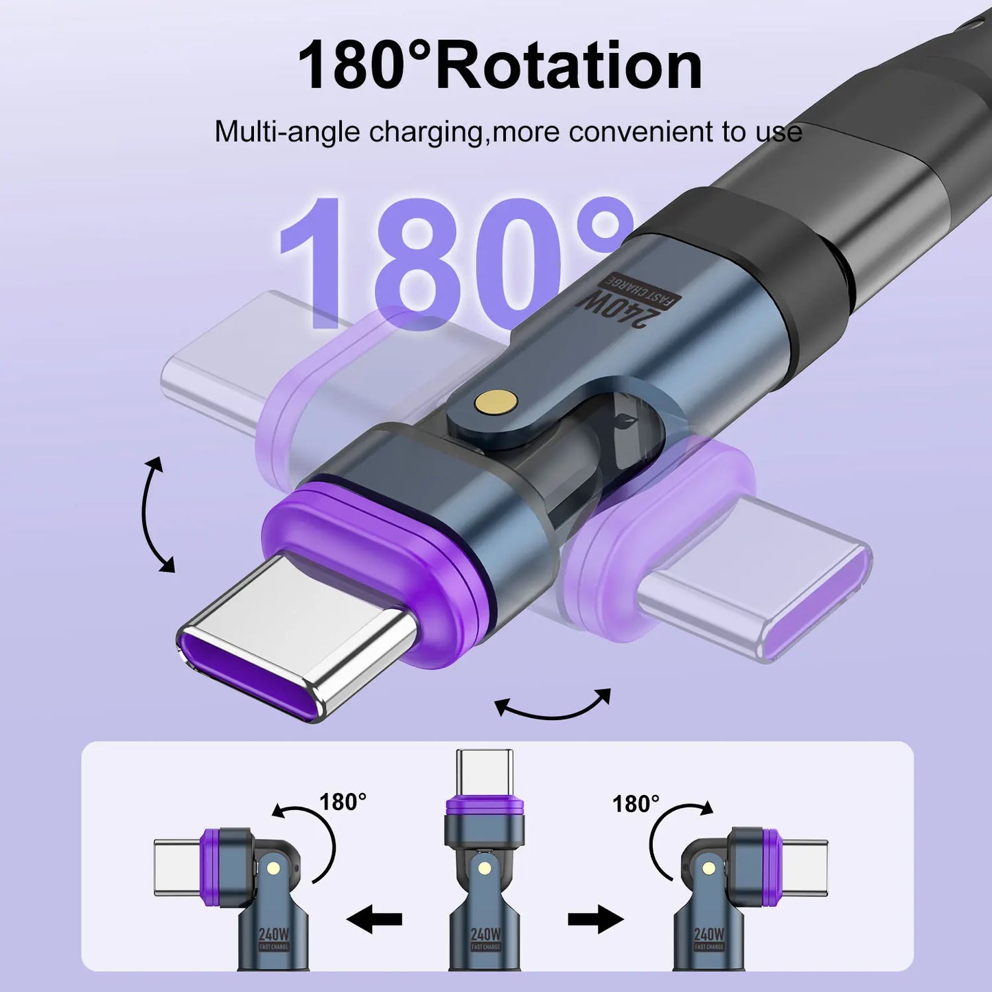 USLION 240W Type C Adapter USB-C to Type-C Fast Charging Cable Magnetic USB C Female Converter for Macbook iPhone 16 15 Xiaomi