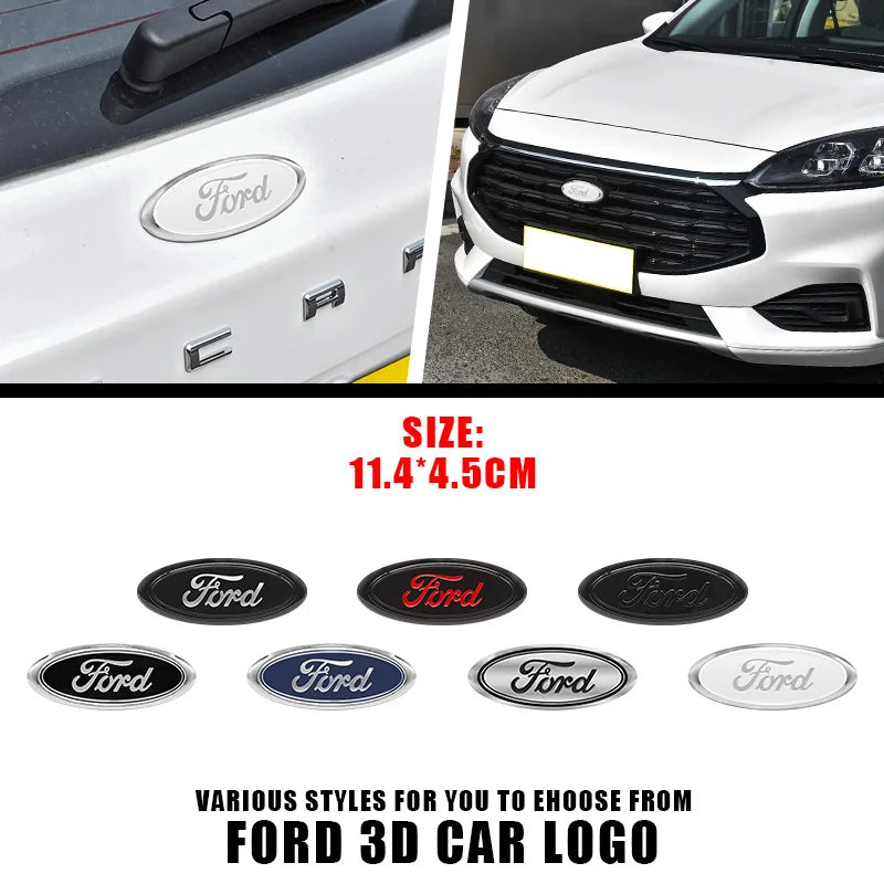 For Ford Focus Fiesta Ranger Mondeo Mustang Car Badge Front Grille Rear Trunk Hood Lid Logo Decor Cover Emblem Auto Accessories