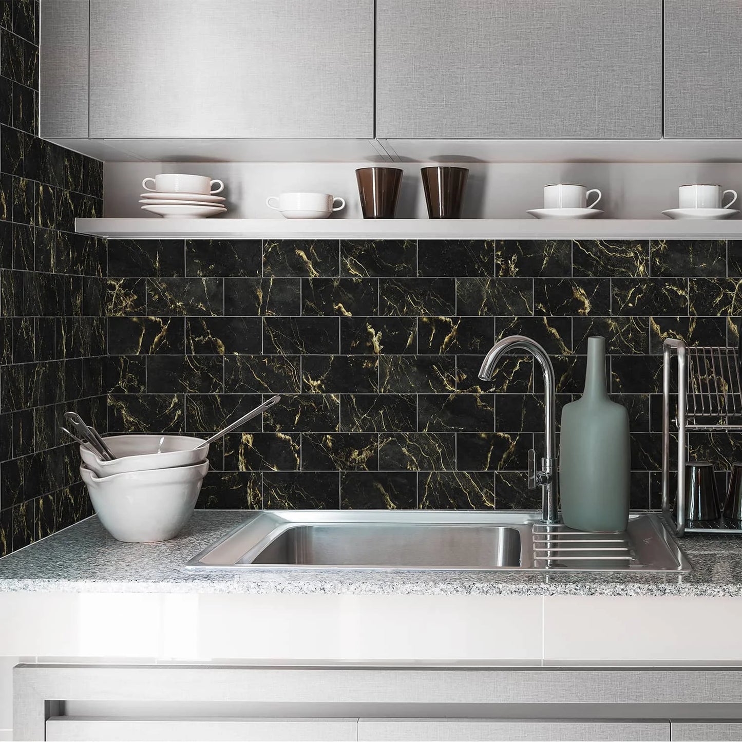 3x6 inch 24/48/96 marble tile stickers, self-adhesive wall stickers, suitable for kitchen and bathroom splash proof decoration