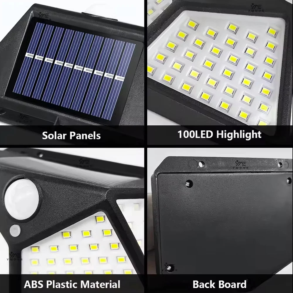 Outdoor Solar Patio Wall Light, Garden Home Wall Decor 100 LED Exterior Wall Light
