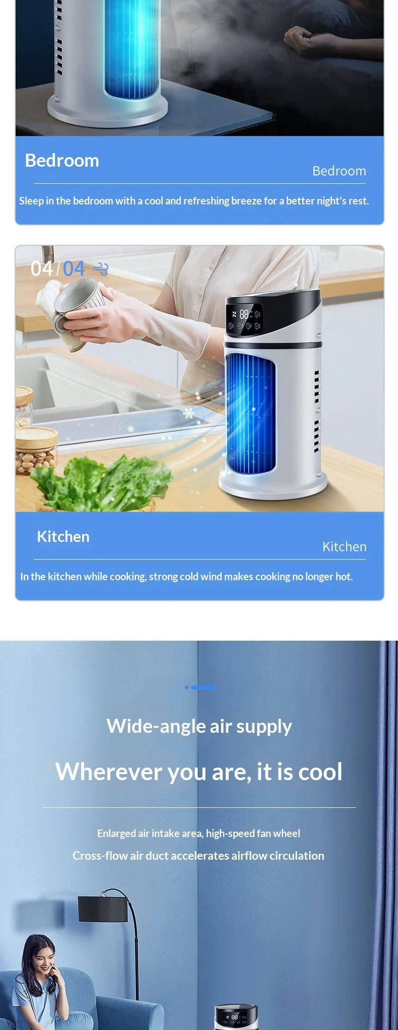 Portable Mini Air Conditioner Air Cooler Fan Water Cooling Fan Air Conditioning Air Cooler For Office Mobile Air Conditioner