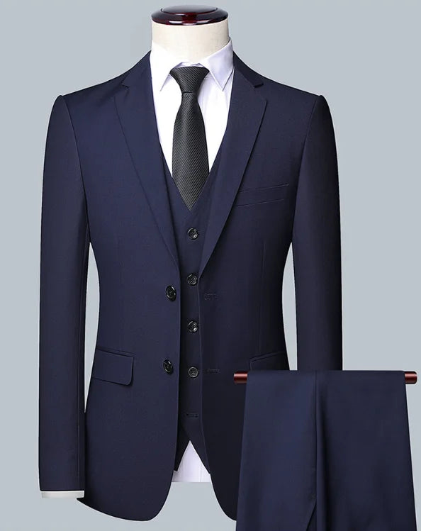 Men's Solid Color Business Suit 2025 High Quality Fashion Banquet Wedding Trend Groom Best Man Single 3/2/1