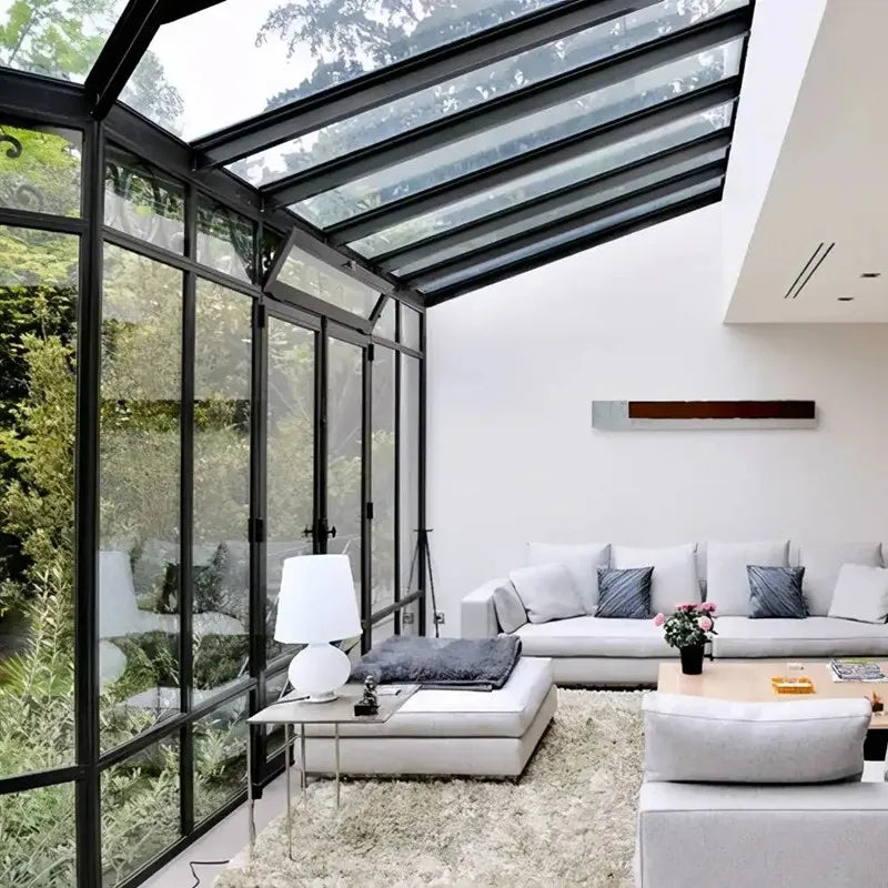 Enclosed Insulated Sunroom Garden Terrace Glass, Aluminum Solarium Conservatory Outdoor Living Room Sun House for Villa