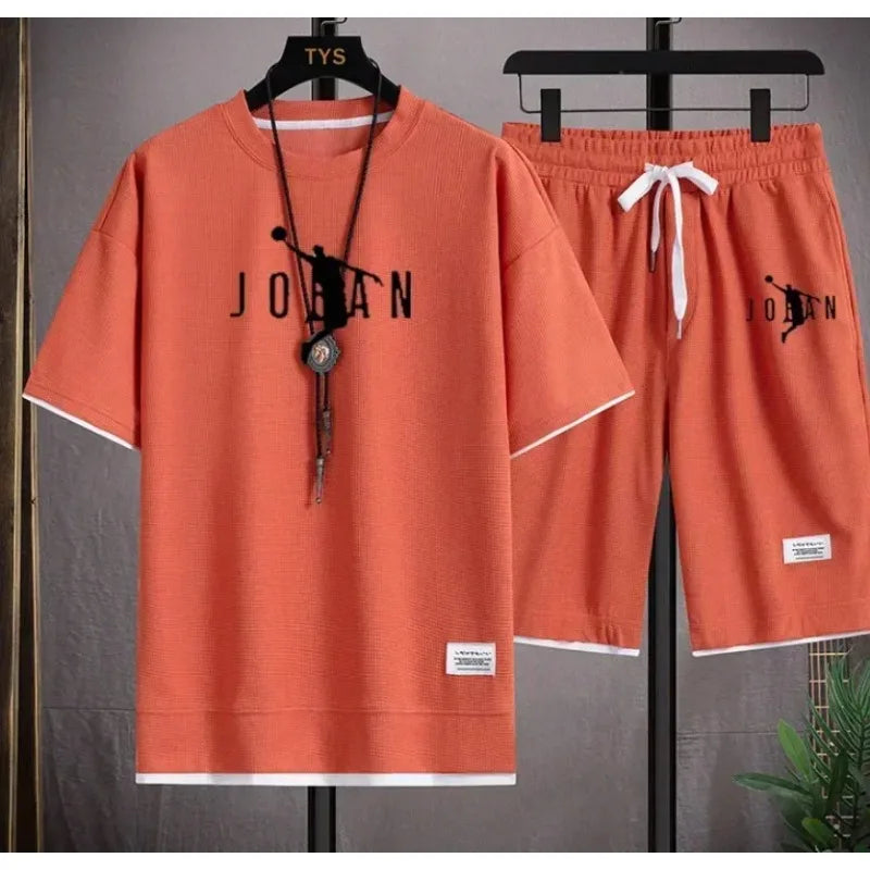 Men's 2026 Summer 2 Piece Set Casual Blazer + T-Shirt Shorts Set Fashion Designer Smart Casual Outfit Streetwear Tracksuit