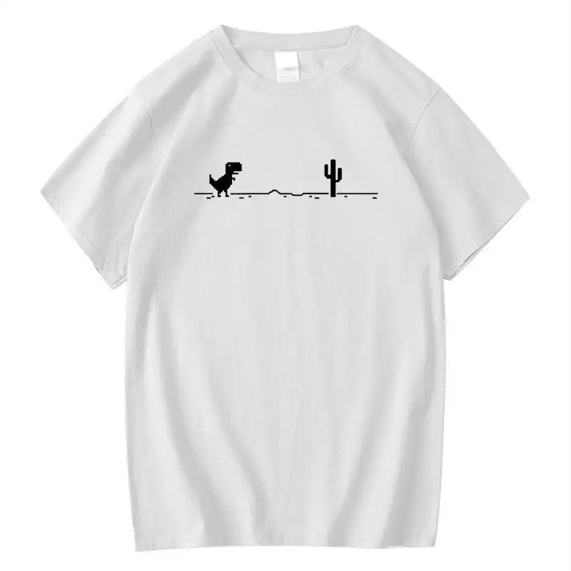 Men High Quality Cotton Blend Funny Dinosaur Print T Shirt Loose O-neck Summer Cool Men Tshirt Short Sleeve T-shirt Male Tee Top