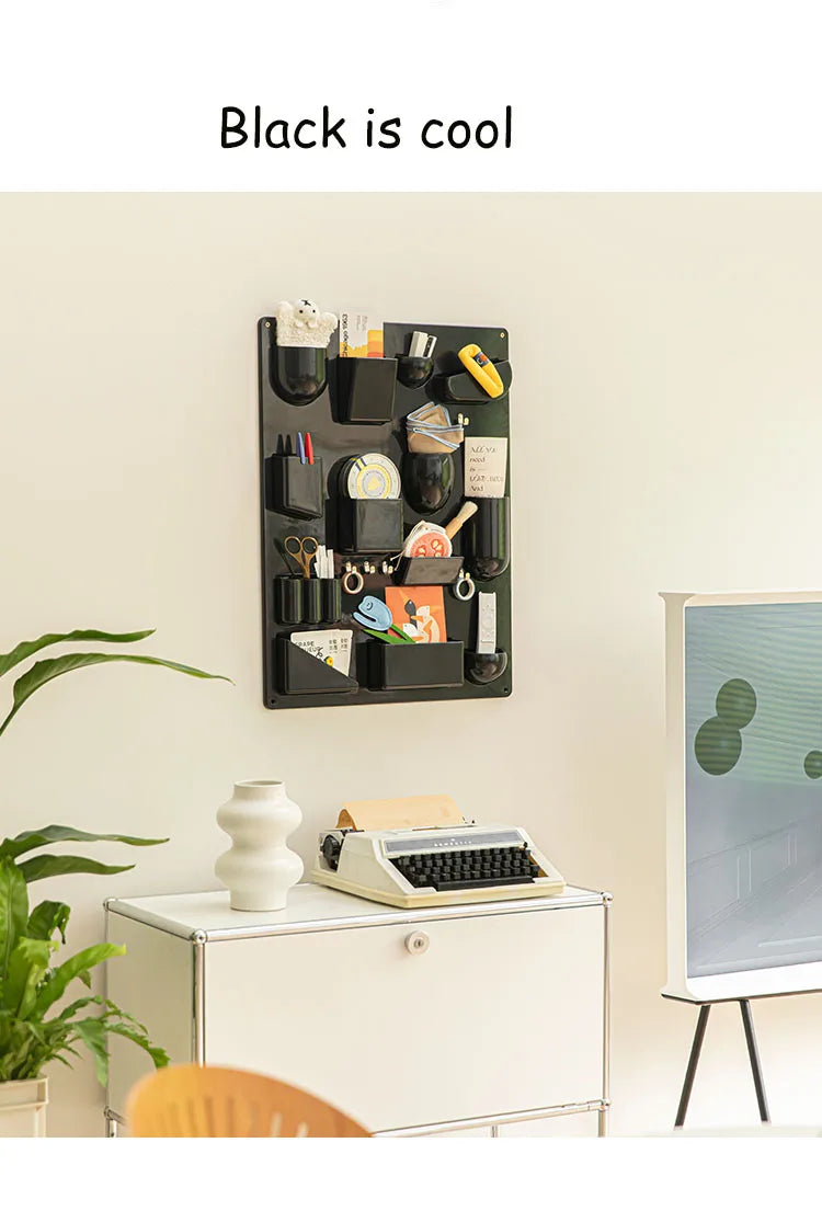 Wall-mounted Storage Rack with Hooks for Office, Kitchen and Workshop Children's Room Organizer with Adjustable Shelves