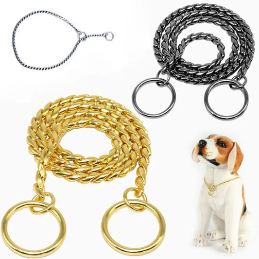 Pet Dog Collars Dog Training Snake Chain Pet Collar Heavy Duty Accessories Large Necklace