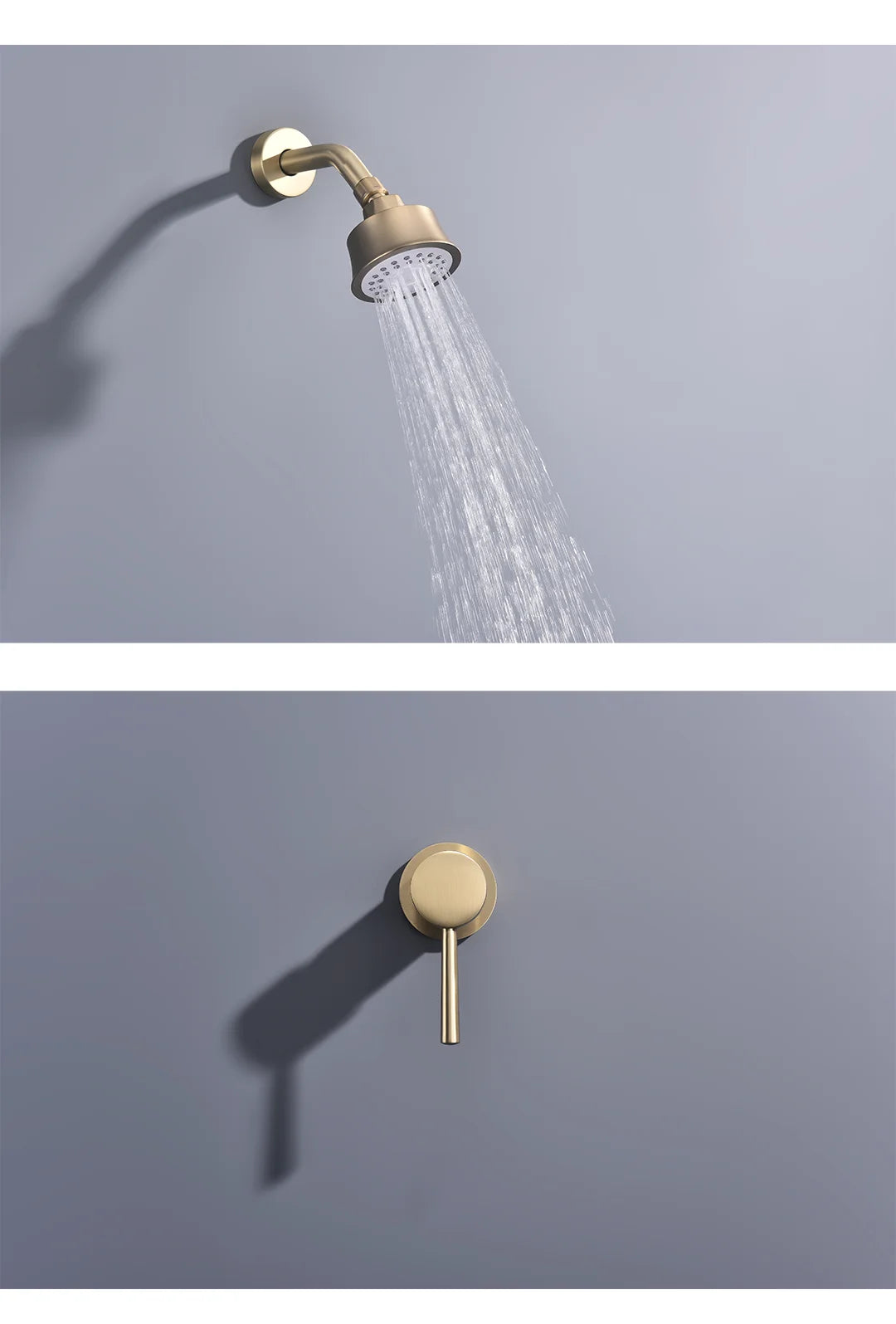 High Quality Brushed Gold Wall Mounted Bathroom Shower Mixer Brass Faucet Hot Cold Water Mixer Tap ABS Head Rainfall Shower Set