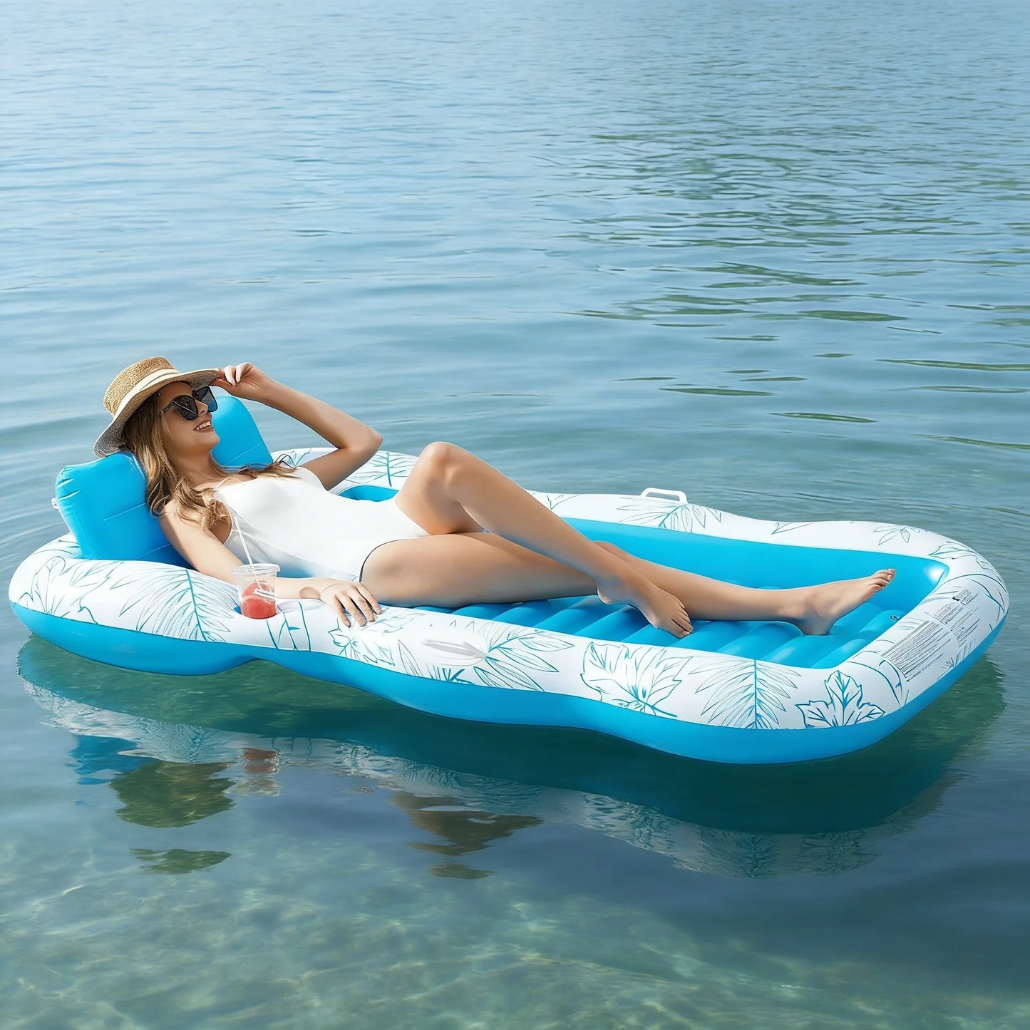 Extra Thick Oversized Pool Floating Sun Lounger, Comfortable Buoyant Sunbathing Mat for Swimming Pool, Beach, Lawn Outdoor