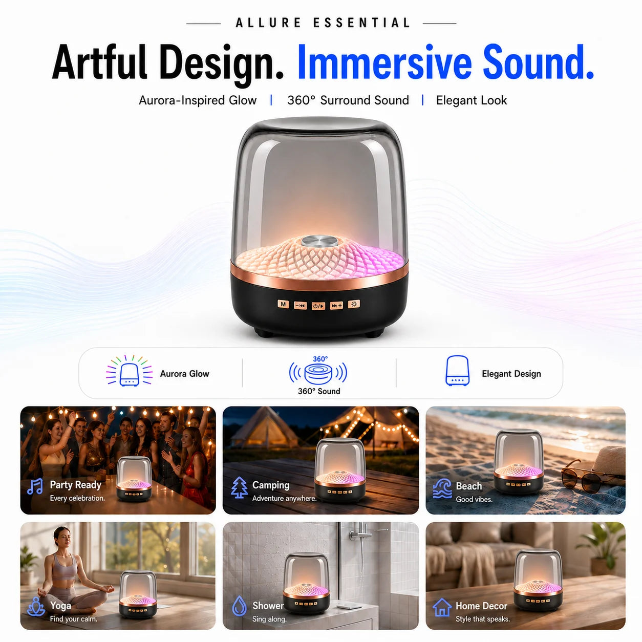 2026 Portable Wireless Soundbar Bluetooth 5.0 Home Theater TWS Speaker Hi-Fi Acoustic Breathing Lamp Subwoofer for Android & IOS