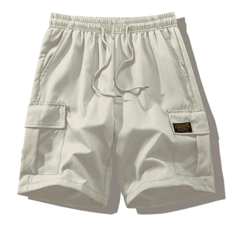 Summer Quick Dry Cargo Shorts for Men Tactical Shorts with Multi Pockets Outdoor Casual Shorts with Elastic Waistband Drawstring
