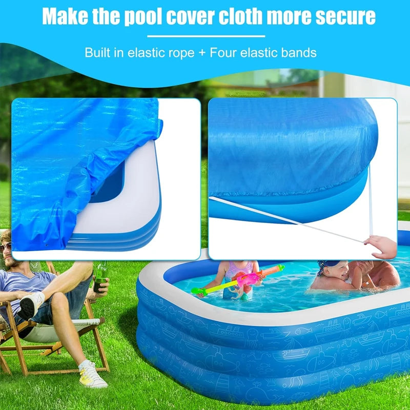 Rectangular Pool Cover Dustproof Square for Garden Outdoor Paddling Family Ten Foot Pools Protector Inflatable Pool Cover