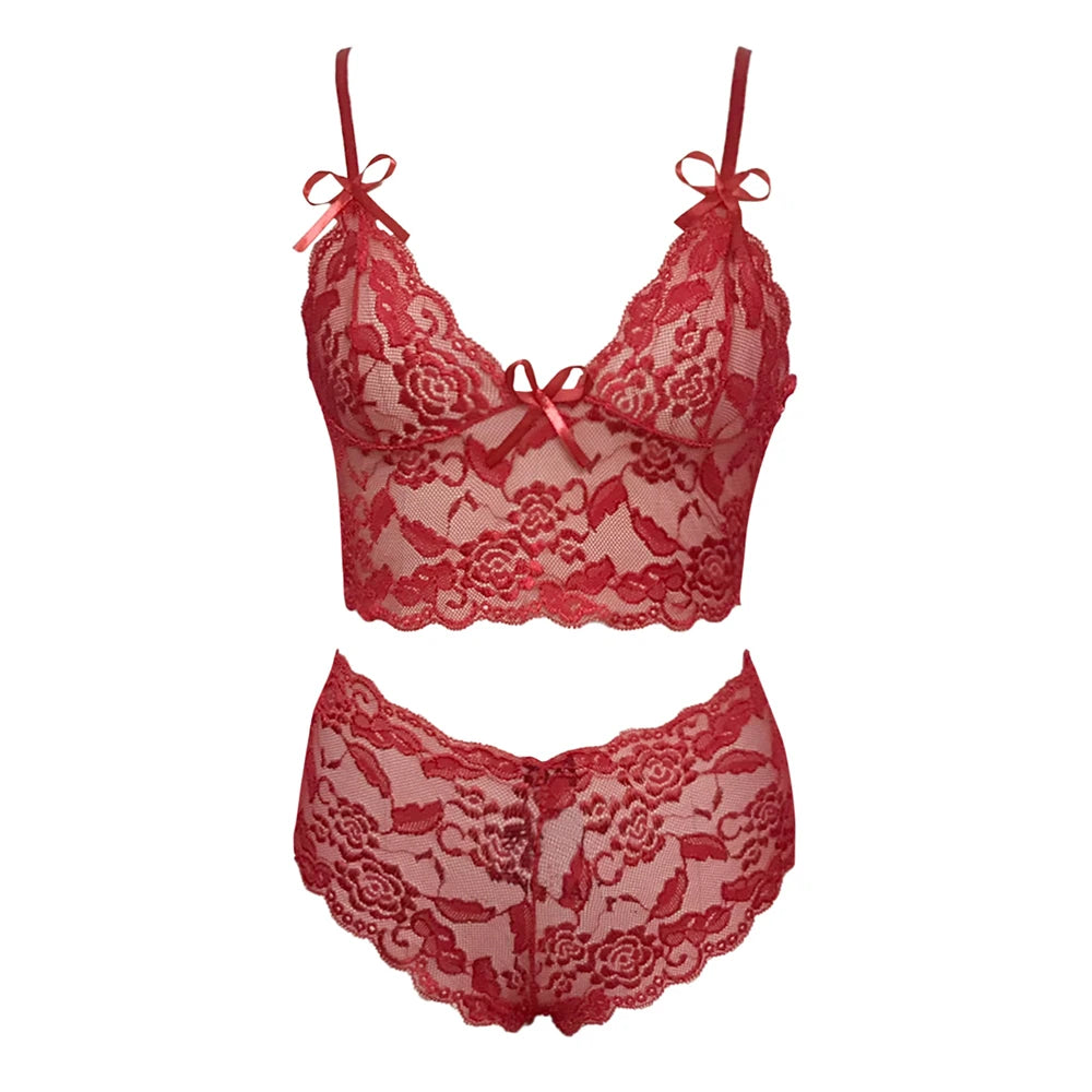 Sexy Lingerie Underwear Suits for Women Black Shorts Solid Lace White Vest Camisole Tube Top Flower Printed Womens Lingerie Set