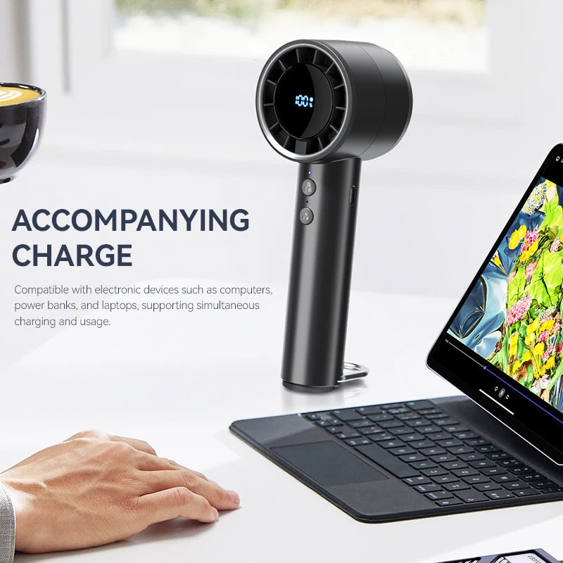 Small Fan Refrigeration Air Conditioner Portable Silent High-speed Led Display High Wind Power USB Charging Fan Handheld